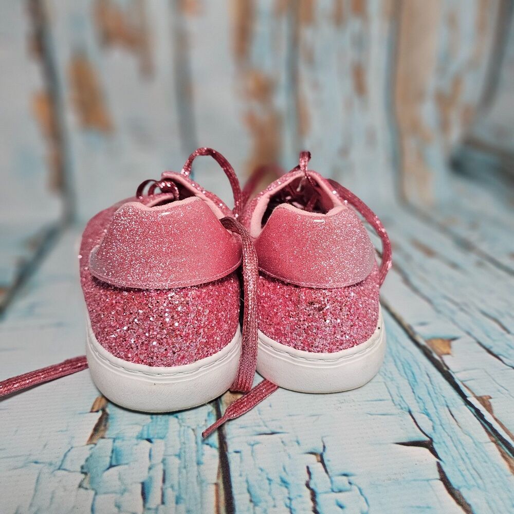 Women’s Pink Glitter Sneakers Size 12/13 Sparkle Lace Up Shoes Worn Once - Picture 6 of 6
